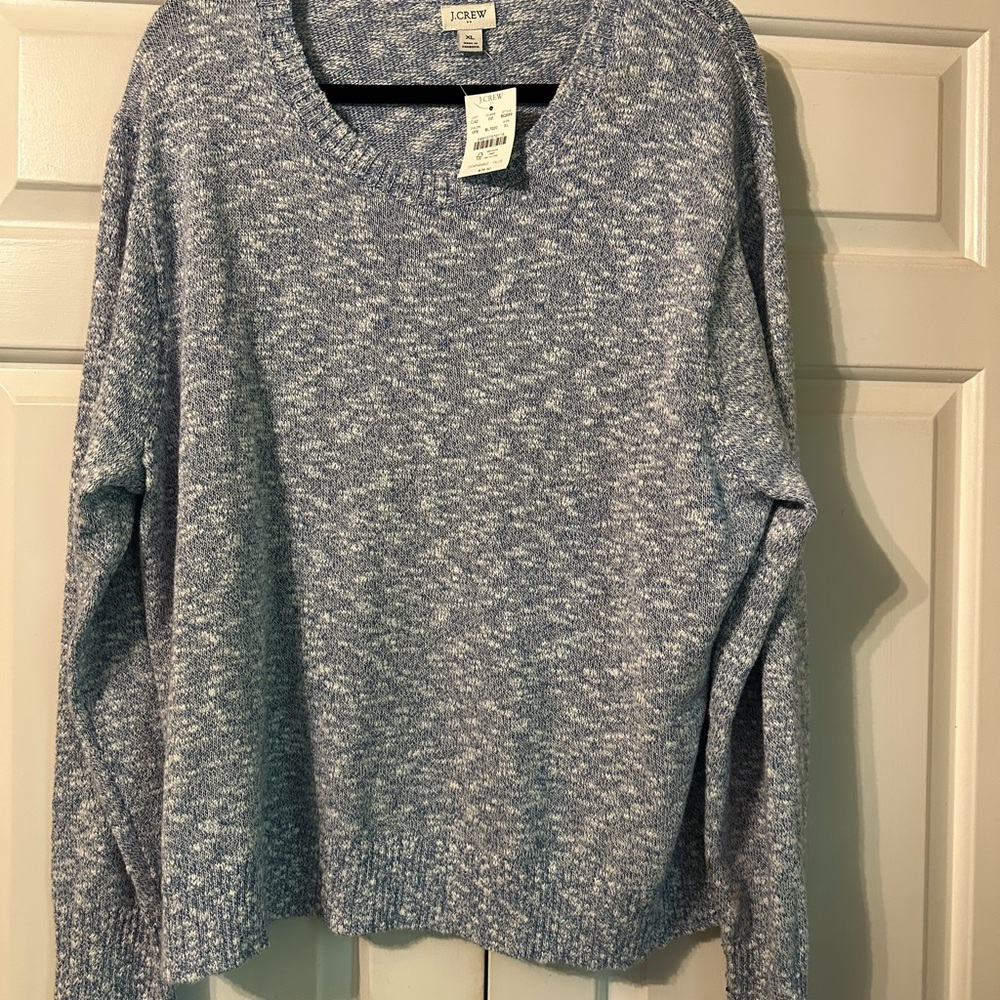 J. Crew Heathered Light Blue Crewneck Sweater NWT